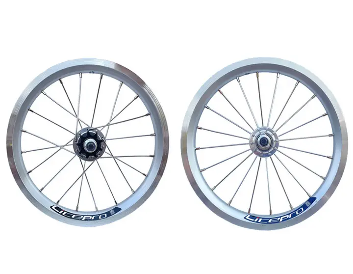 LITEPRO 14インチ折りたたみ自転車用ホイールセット【シングルスピード・9tハブ・改造用】