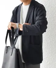 洗える薄手ニットビジネスジャケット【男性用・カジュアルスタイル】
