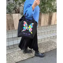 日本刺繍黒蝶 エコバッグ キャンバスバッグ