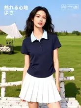 ポロカラーふんわりショートTシャツ【女性用・ウエスト絞り・春夏向け・韓国風】（セットアップ対応）