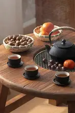 アカシア木製 座卓付き電気焼き火炉セット【煙の出ない炭火・家庭用・お茶会用】