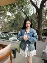 レトロ風ブルージーンズジャケット【春秋用・ゆったり・女性用】