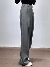 グレーのウエストゴムワイドパンツ【女性用・春秋冬向け・感】（セットアップ対応）