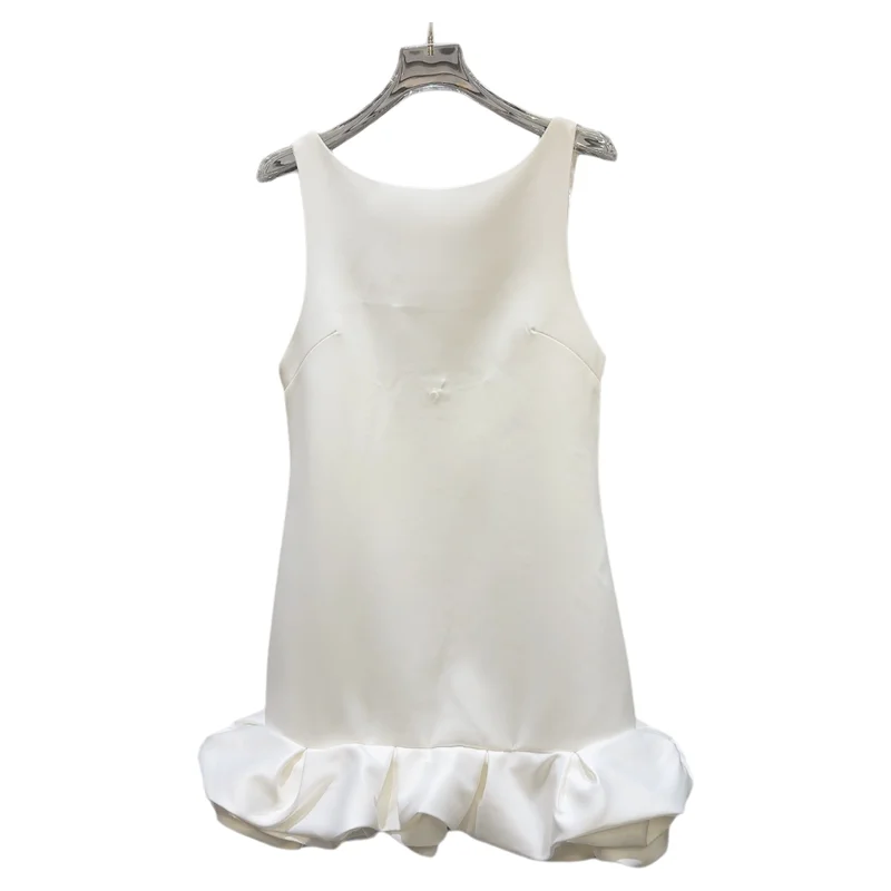 キャミワンピース レディース フリルヘム バックオープン きれいめ 上品 甘め サマー