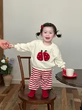 女の子用 春秋向けカジュアルウェア【長袖スウェットとパンツ・かわいいキャラクターデザイン】（セットアップ対応）
