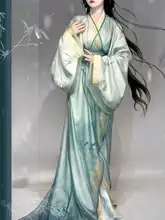 華やかな印花デザインの春夏用女性漢服【戦国風・流れるよう  なロングスカート・エレガントスタイル】（セットアップ対応）