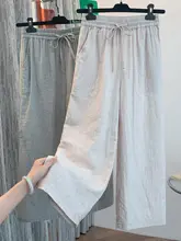 夏季用二重コットンシフォンのパンツ【ウエストゴム・ドローストリング・女性用・ワイドパンツ】（セットアップ対応）
