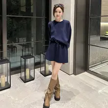 春のスタイル！プルオーバーのスウェットワンピースとパンツ【ゆったりシルエット・カジュアル】（セットアップ対応）