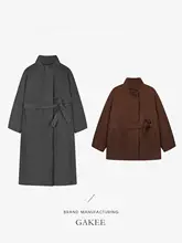 シンプルデザイン 中長丈コート【立ち襟・秋冬用・女性用】
