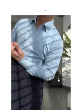 PAPER メンズ ディープブルー シャツ【水洗い加工・長袖・デニム・カジュアル】