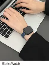 Apple Watch用レザーとデニムの磁気バンド【クリエイティブデザイン・細身・夏用】