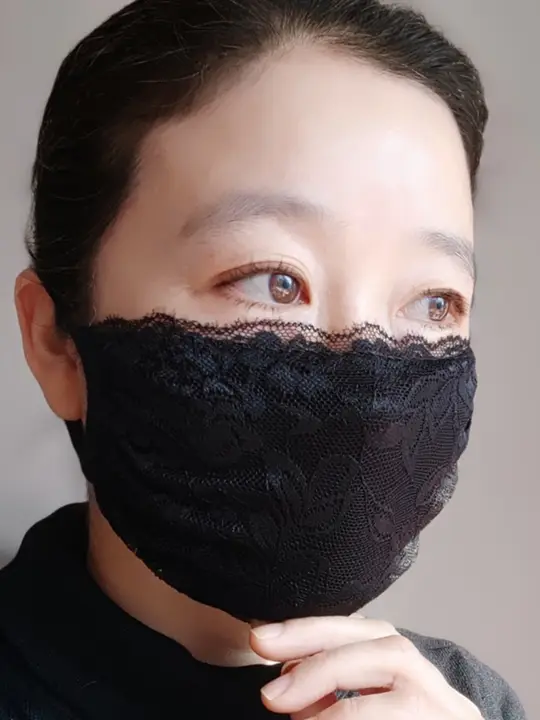 神秘のブラックレースマスク【二重薄型・UVカット・春夏用・快適通気】
