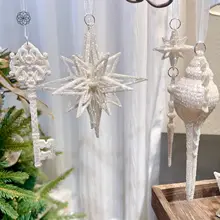 クリスマス用 アクリル製 雪の結晶オーナメント【銀粉仕上げ・軽量・飾り用】
