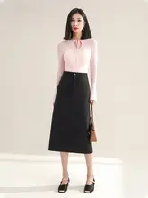 米白色のデザイン感ある半身スカート【シンプル・体型カバー・小柄対応】
