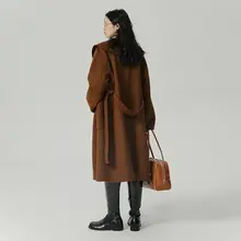 レトロ大翻領ダブルフェイスコート【秋冬用・ゆったりフィット・中長丈】