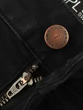 高腰ブラックデニムパンツ【ゆったりワイドレッグ・シンプルデザイン・秋用】（セットアップ対応）