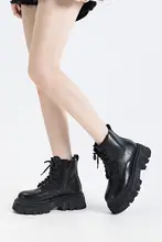 厚底マーティンブーツ【冬用・裏地ボア・ハイトップ・黒】