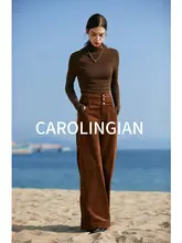 高腰のコーデュロイワイドパンツ【シンプルデザイン・ロングレッグ】