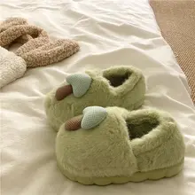 可愛らしいマッシュルームヘッドの厚底コットンルームシューズ【冬用・外履き・ふわふわ】