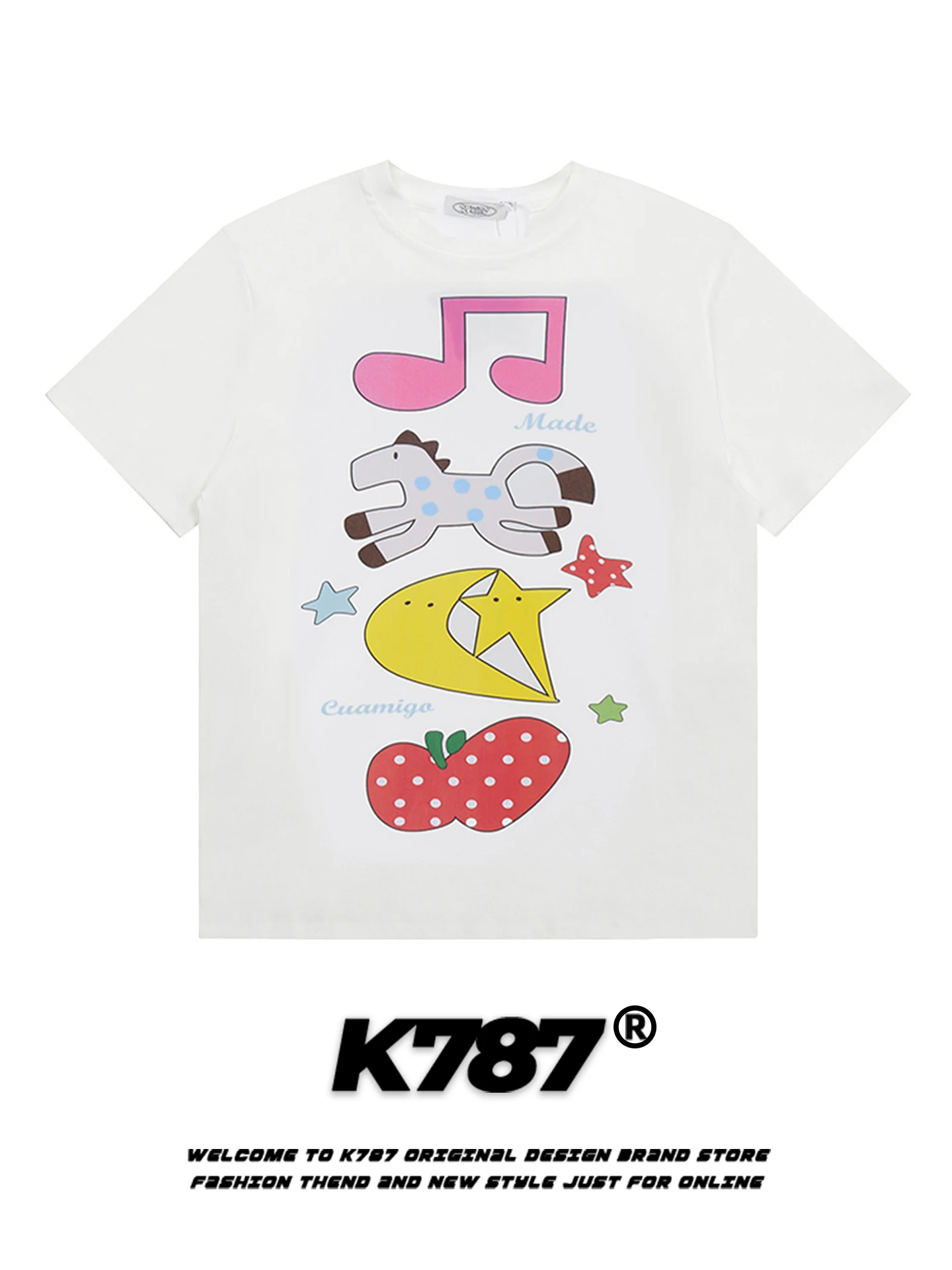 カジュアルなアニメプリント半袖Tシャツ：女性向け夏用の美式スタイルと実用性