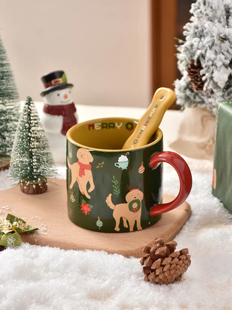 クリスマスマーケット マグカップ おすすめモデル：可愛い犬のデザイン陶器マグカップ