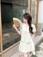 新中式茶服開衫半裙【国風禅意・女性用・二部構成】（セットアップ対応）