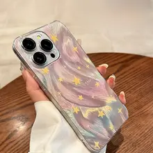 iPhone 15 Pro Max用 クリアシリコンケース【超薄型・衝撃吸収・全包囲タイプ・星空デザイン】