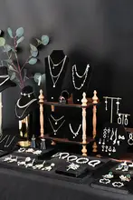 黒色の植絨ジュエリーディスプレイスタンド【ピアス・ブレスレット・ネックレス用】