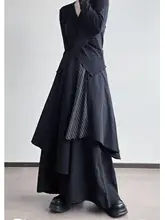 多層次の不規則デザインスカートパンツ【春秋用・個性的・ウエストゴム】（セットアップ対応）