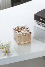 エレガントなリボンデザインのガラス収納容器【防湿・宝石用・スイーツ収納】