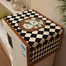 収納袋付き 厚手コットンリネン 冷蔵庫用ホコリ防止カバー【ヴィンテージスタイル・ダブルドア用】
