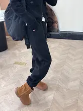 保温加絨のレディースストレートパンツ【冬用・小柄向け・ゆったり束脚デザイン】（セットアップ対応）
