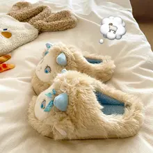 かわいいデザインのミニオン風モコモコスリッパ【保温・厚底・女性用】