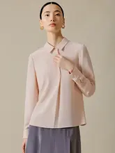 通勤用 長袖シャツ【真絲・春秋用・ゆったりデザイン・半開襟】
