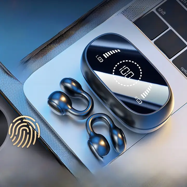 骨伝導ワイヤレスBluetoothイヤフォン【クリップ式・スポーツ用・高音質・耳に入れないタイプ・優れたバッテリー持続】