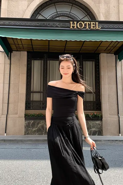 黒の翻領レトロPUレザーアウター【ゆったりフィット・バイクジャケット・ジッパー短丈】