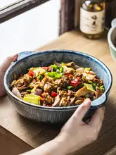 陶器製ダブルハンド大鉢【スープや煮込み料理用・酸菜魚・麻辣使用可】