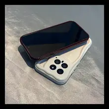 シンプルなワインレッド光沢仕上げのスマートフォンケース【全包型・防摔・波浪デザイン】