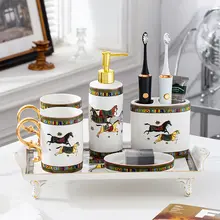 高級陶器製 洗面用具セット【歯ブラシカップ・洗面器・浴室用】（セットアップ対応）