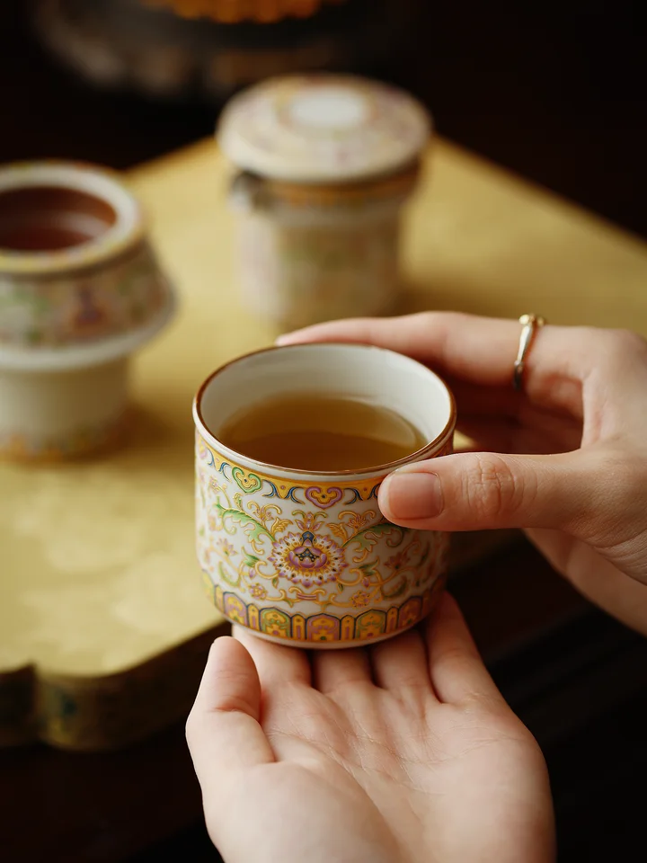 シンプルで華やか！モバイル用茶器【旅行用・一人用・鎏金デザイン】（セットアップ対応）