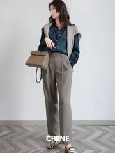 秋用ウール製チュニックパンツ【スリムフィット・デザイン・テーパード】（セットアップ対応）