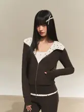 ドット柄カラーブロックパーカー【フード付き・女性用・おしゃれなシルエット】（セットアップ対応）