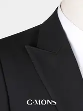 ダブルブレストデザインのスーツジャケット【ブラック・フィット・結婚式対応】（セットアップ対応）