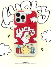 可愛い幽霊デザインのiPhoneケース【レッド・カートゥーンイラスト・iPhone 13/14 Pro Max対応】