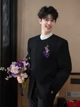 おしゃれなカジュアルテイストのメンズフォーマルスーツ【結婚式用・高級感・洗練されたデザイン】（セットアップ対応）