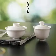 白瓷製の茶器【二才蓋碗・家庭用・防熱設計】