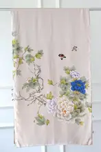 カラー蝶柄 シルク2重巻きストール【ギフト用・サテン仕上げ・軽量】