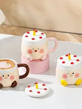 カートゥーンデザインの陶器製マグカップ【ミルクカップ・クリエイティブ・ケーキ用】