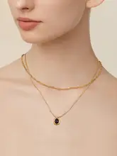 Onchic 浮金ブラックオニキスネックレス【鎖骨チェーン・デザインペンダント】