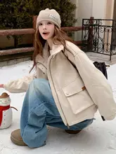 冬用アウター【人気デザイン・極上の柔らかさ・ゆったりシルエット・薄型羊羔毛コットン】